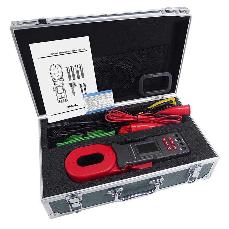 Ground Pile Type Clamp Earth Resistance Tester Meter with Earth Resistance 0.00Ω~20kΩ Soil Resistivity 0.00Ωm~9999kΩm Earth Current 0.000mA~20A Earth Voltage 0.0V~600.0V 500 Groups Data Storage