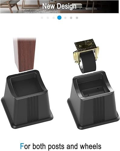 Miniatura 4 de ZTON Elevadores para muebles de cama, elevadores de 3 pulgadas de altura, resistentes tanto para postes como ruedas de muebles, sofá, cama, silla,