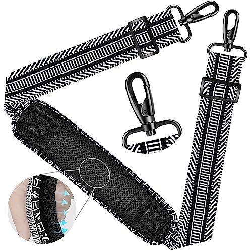 Image of ZINZ Shoulder Strap 59 Inch Universal Bag Strap with Ultra-thick Fixed Breathable Pad Adjustable Heavy-duty Shoulder Strap for Laptop bag Crossbody Gym Bag Camera Bag and more - Black White Jacquard