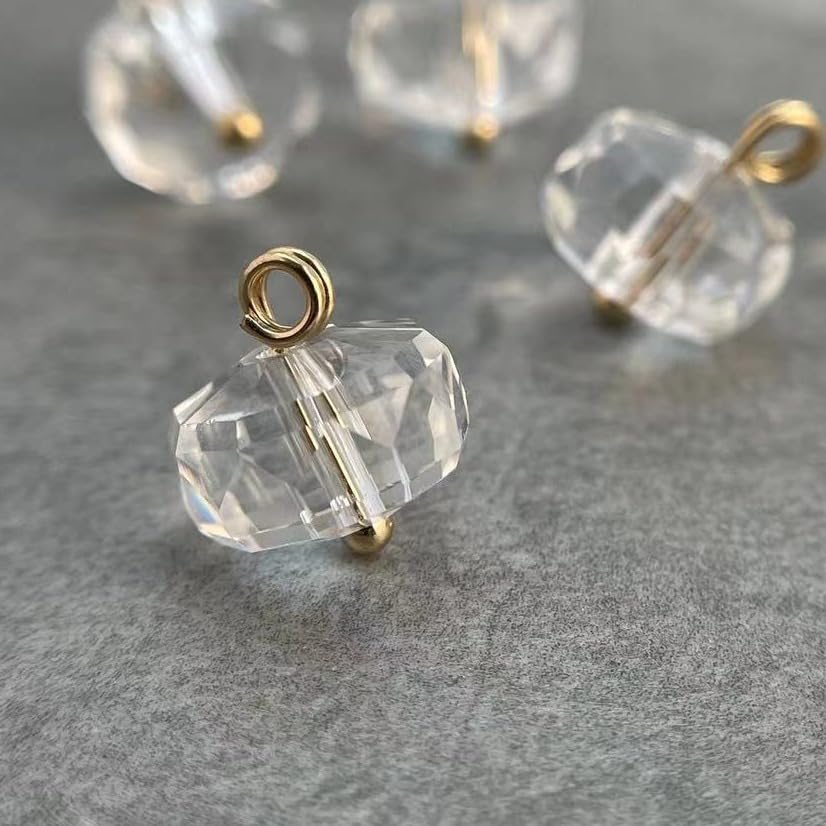Guziki perłowe Guziki perłowe, 50 szt., 10 mm, przezroczyste, małe, okrągłe, do rękodzieła z żywicy, trzonkiem(Transparent)