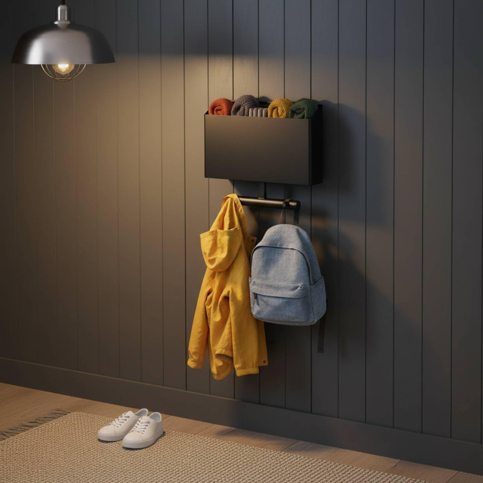 Kinderregal Wandaufhängung für Ordnungssystem von Rucksack Post Schulbücher Und Papierwaren Stabiler Träger für Strapazierfähigkeit für Kinderzimmer Flur Haus, Weiß