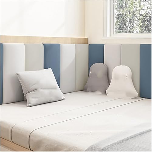 XLIHAWY Peel and Stick Upholstered Headboard, Waterproof Stainproof 3D Wall Panel, Soundproof Wear Resistant Self Adhesive Wall for Home Bedroom