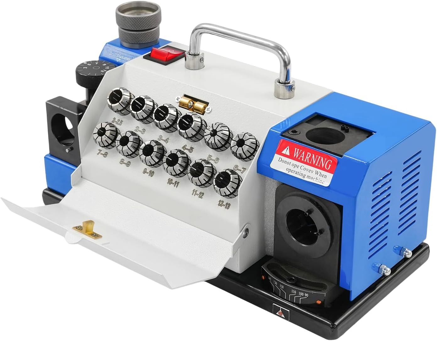 Drill Bits Sharpener, ф2–ф13mm Drill bit Grinding Machine with 12 Collets & CBN Wheel, 90°-145° Point Angle Adjustable for Workshops Garages