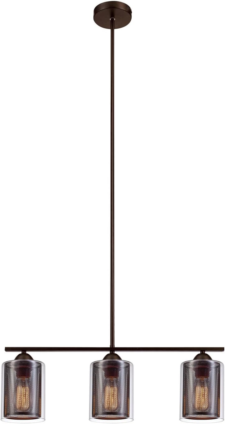 Globe Electric 65948 Johnston 3-Light Finish, Clear Glass Outer Mesh Inner Shades, Pendant, Brown