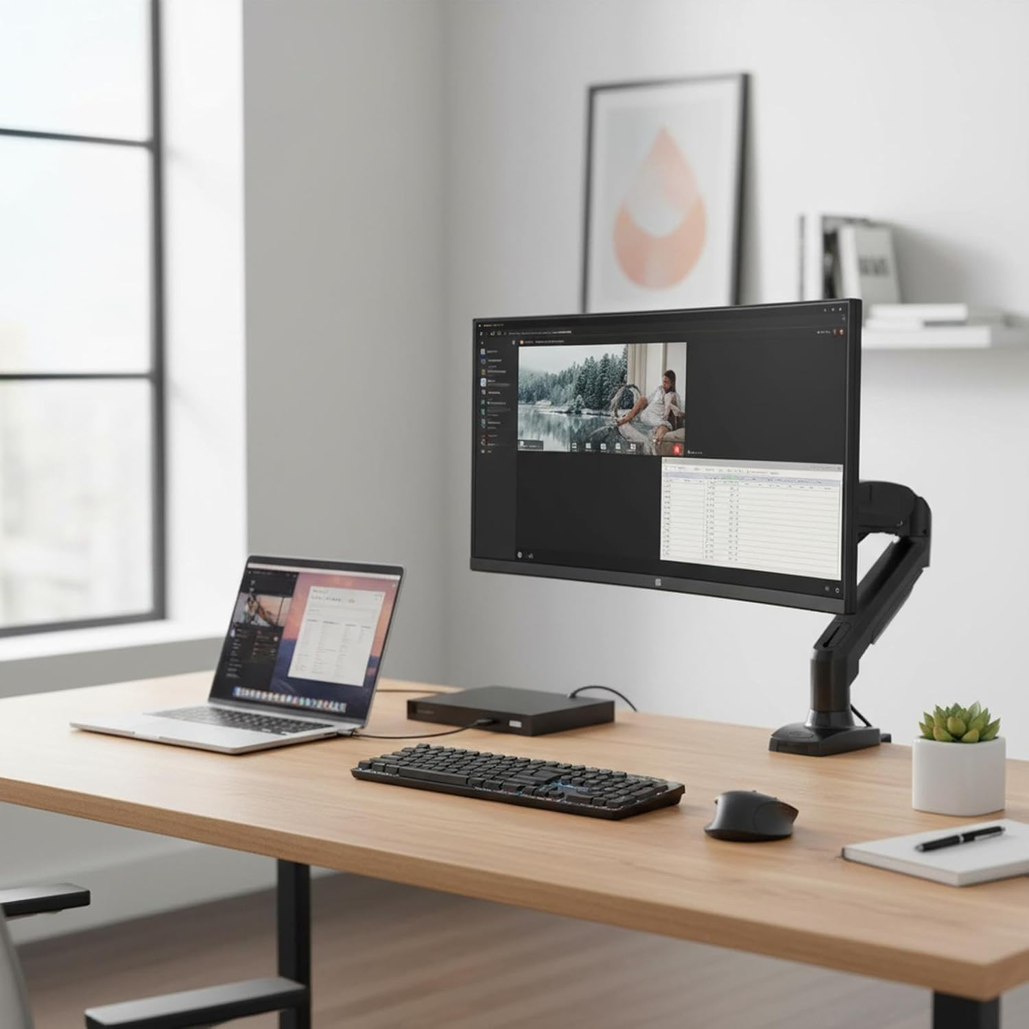 Single Monitor Mount, Adjustable 13 to 32 Inch Monitor Arm Vesa Mount, with Clamp Grommet Base for 4.4 to 19.8lbs LCD Computer Monitors
