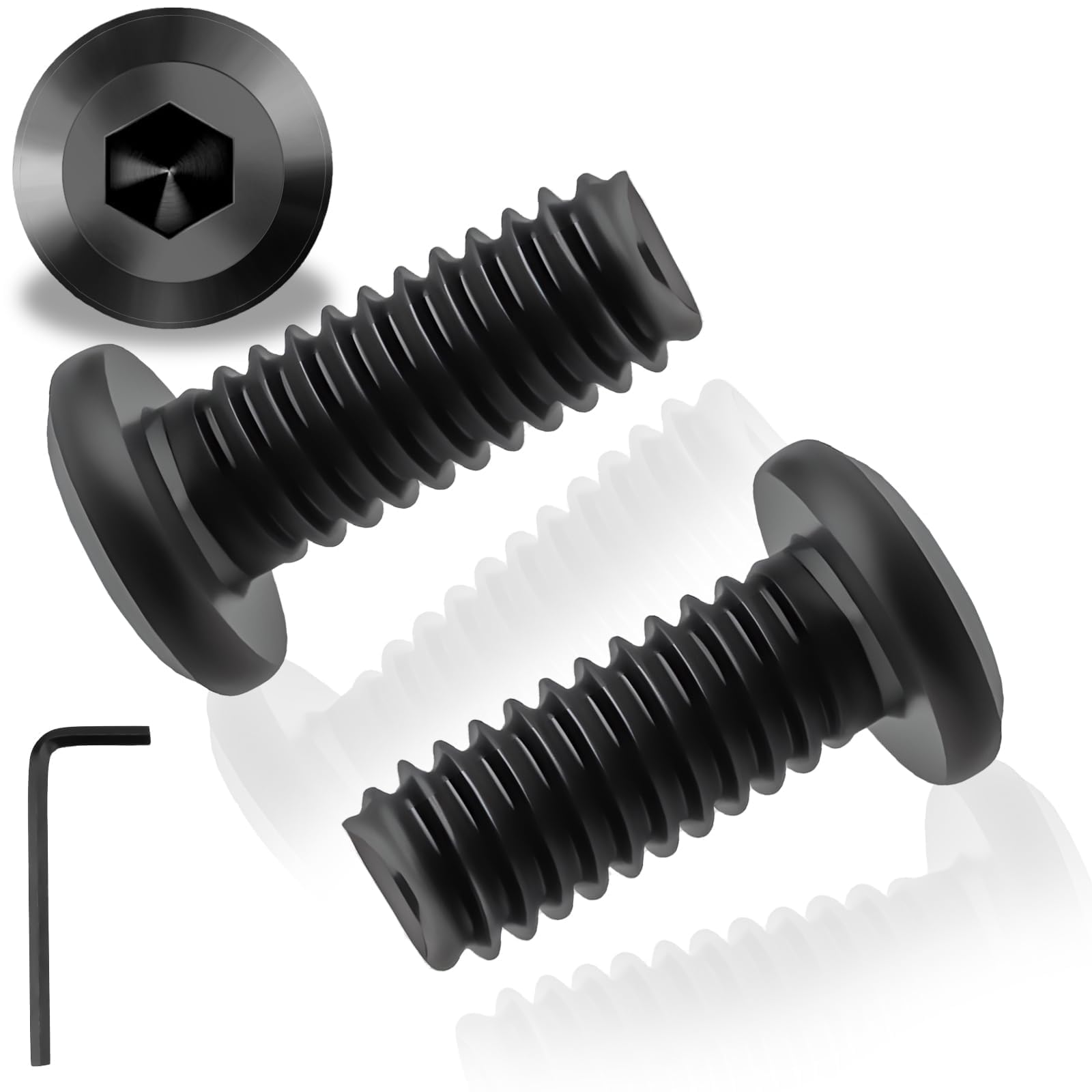 Pyroclasia M6 Bolts 25 Pcs M6 X 16 mm Flat Head Allen Bolts 304 Stainless Steel Black Furniture Screw Long Bolt Fully Thread with Hex Key for Furniture Assembly Machinery Industry