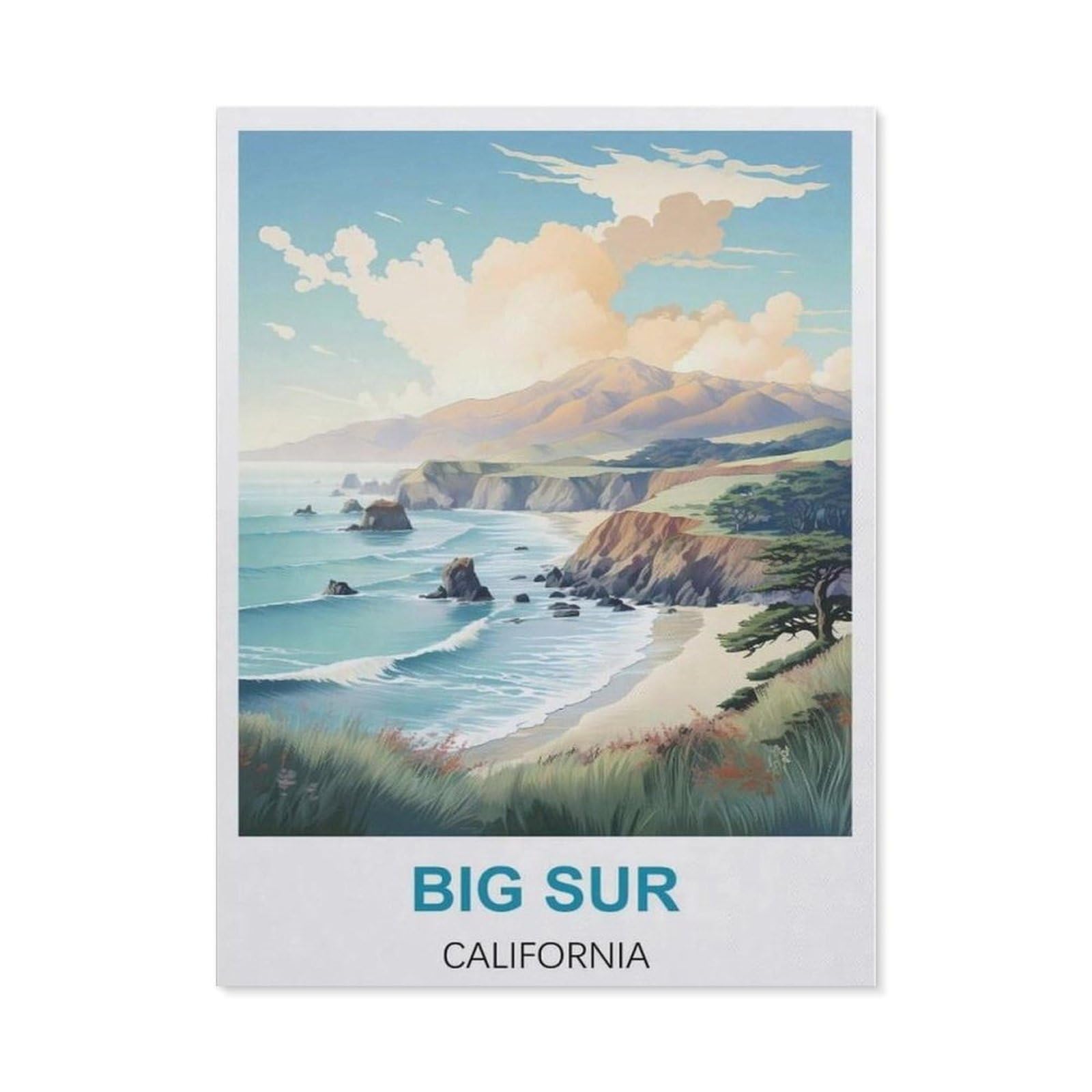 BEAYODKP Diamond Painting，Big Sur California,Full Round Diamond Embroidery Kits Cross Stitch Crystal Rhinestone Pictures Arts Craft Home Wall Decoration（50 x 60 cm/19.68 x 23.62 inches）-CB98