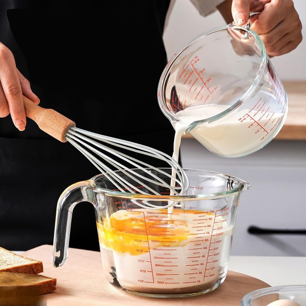 Misurino In Vetro Borosilicato 500 Ml Con Coperchio – Resistente Al Calore E Al Freddo (-20°C A 140°C) – Tazza Graduata Con Impugnatura Ergonomica, Per Forno, Microonde, Frigorifero