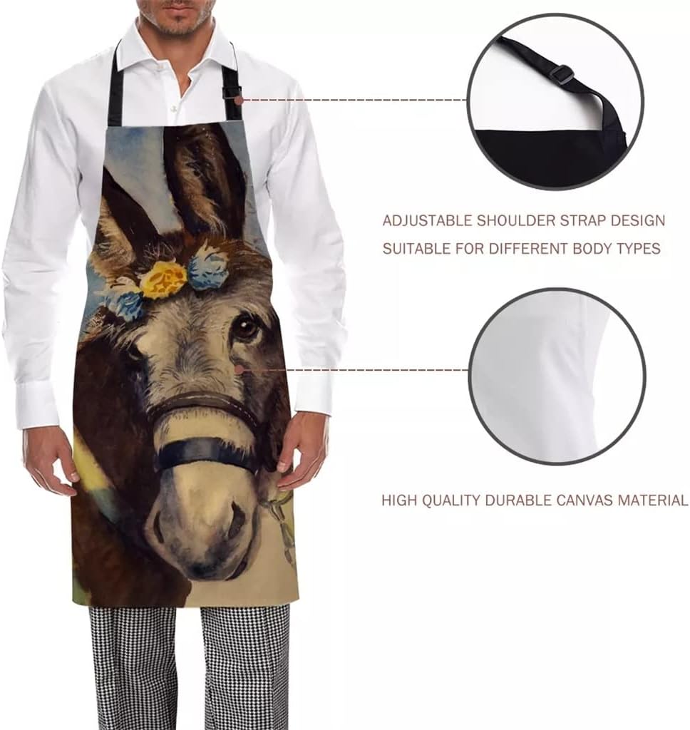 Animal Painting Image Aprons Adjustable Canvas Female Unisex Apron Baking Barbecue Bib