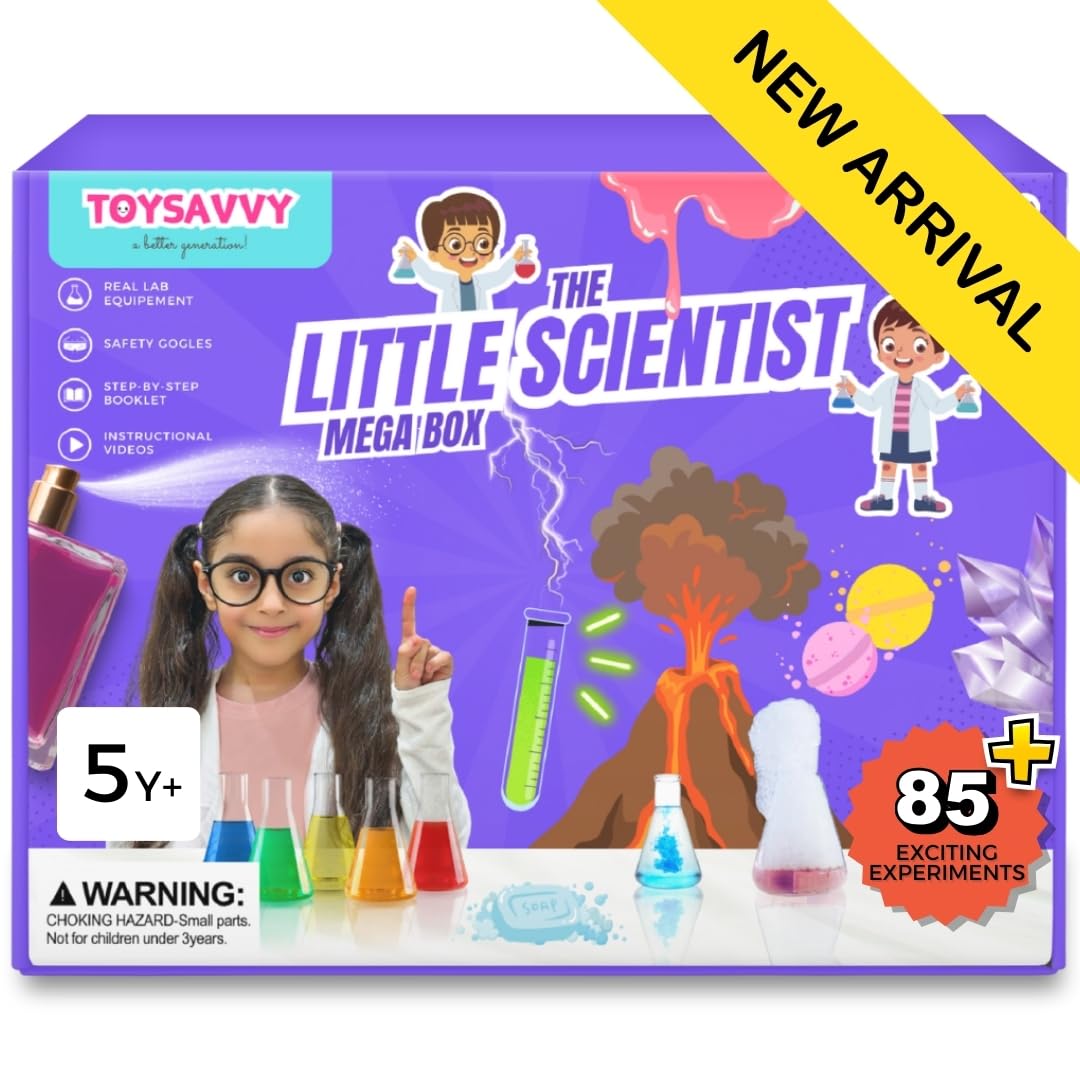 TOYSAVVY | The Little Scientist Mega Box Science Kit for Kids Age 5 6 7 8-14 - gift toys Best Birthday Gift for Girls and Boys - STEM Kit 85+ Experiments Learning and Educational Toys