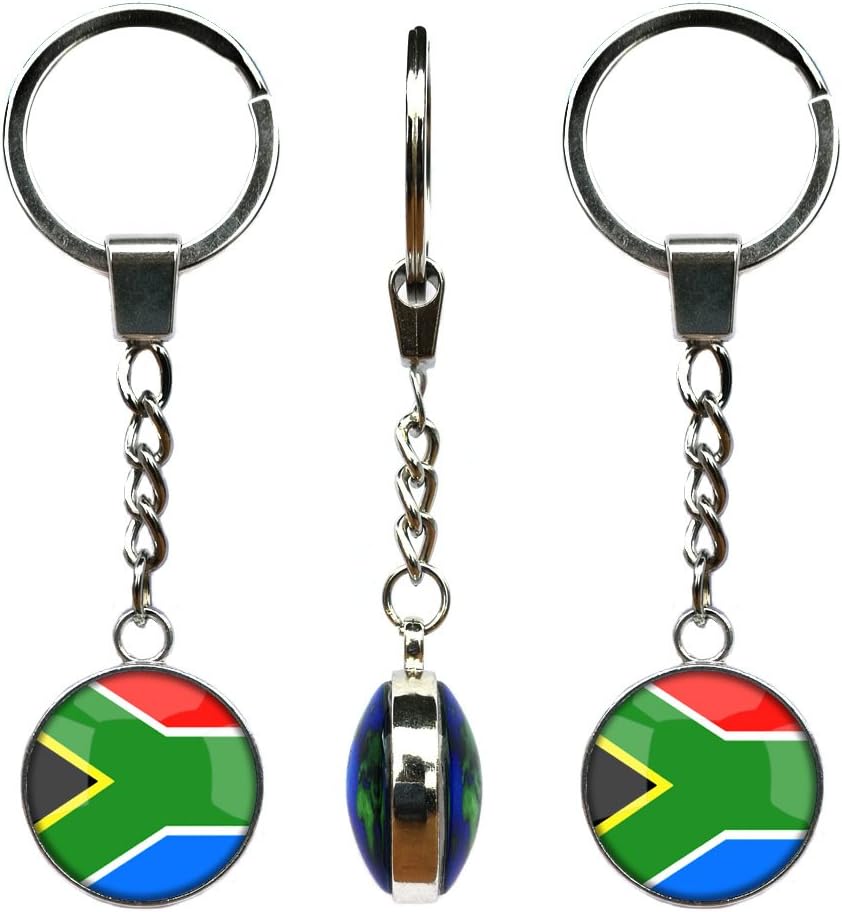 South Africa National Flag Double Sides Photo Printing Key Chain With 2 Base Colors Selection,Photo Glass Dome Car Pendant,Glass Cabochon Key Ring