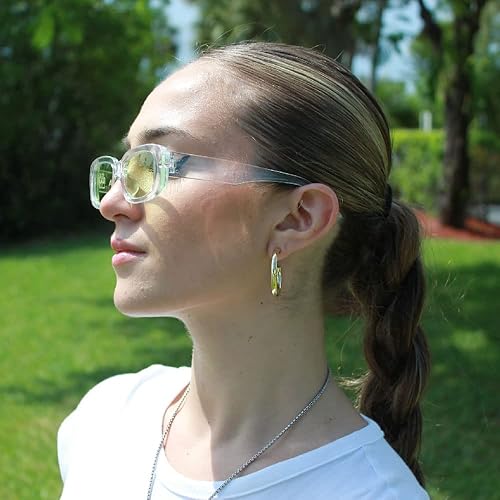 Miniatura 6 de ORA - Lentes de sol rectangulares para mujer, lentes de sol Y2K para mujer, de moda, retro, 2000, cuadrados, 90, gafas de sol rave