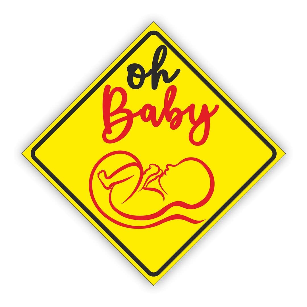 CVANU Oh Baby Kid's Safety Sticker for Car_Pack of 2, Size(5.5inch X 5.5inch)_cv7