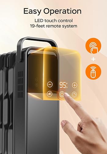 Miniatura 7 de Calentador de radiador, calentador lleno de aceite de 1500 W, temporizador de 24 horas, termostato ajustable, silencioso, calentador eléctrico