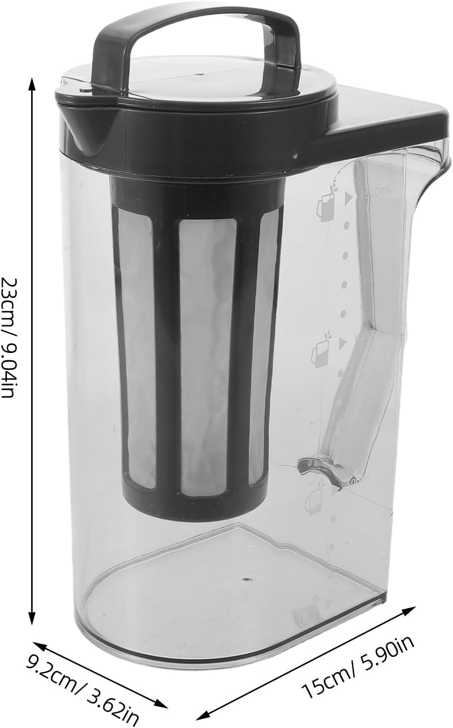 Cold Brew Coffee Maker with Filter, 1.6L/54oz Black Tea Infuser Ice Cold Brew Pitcher with Spout for Flavor-Infused Drinks Lemonade Juice and Iced Tea