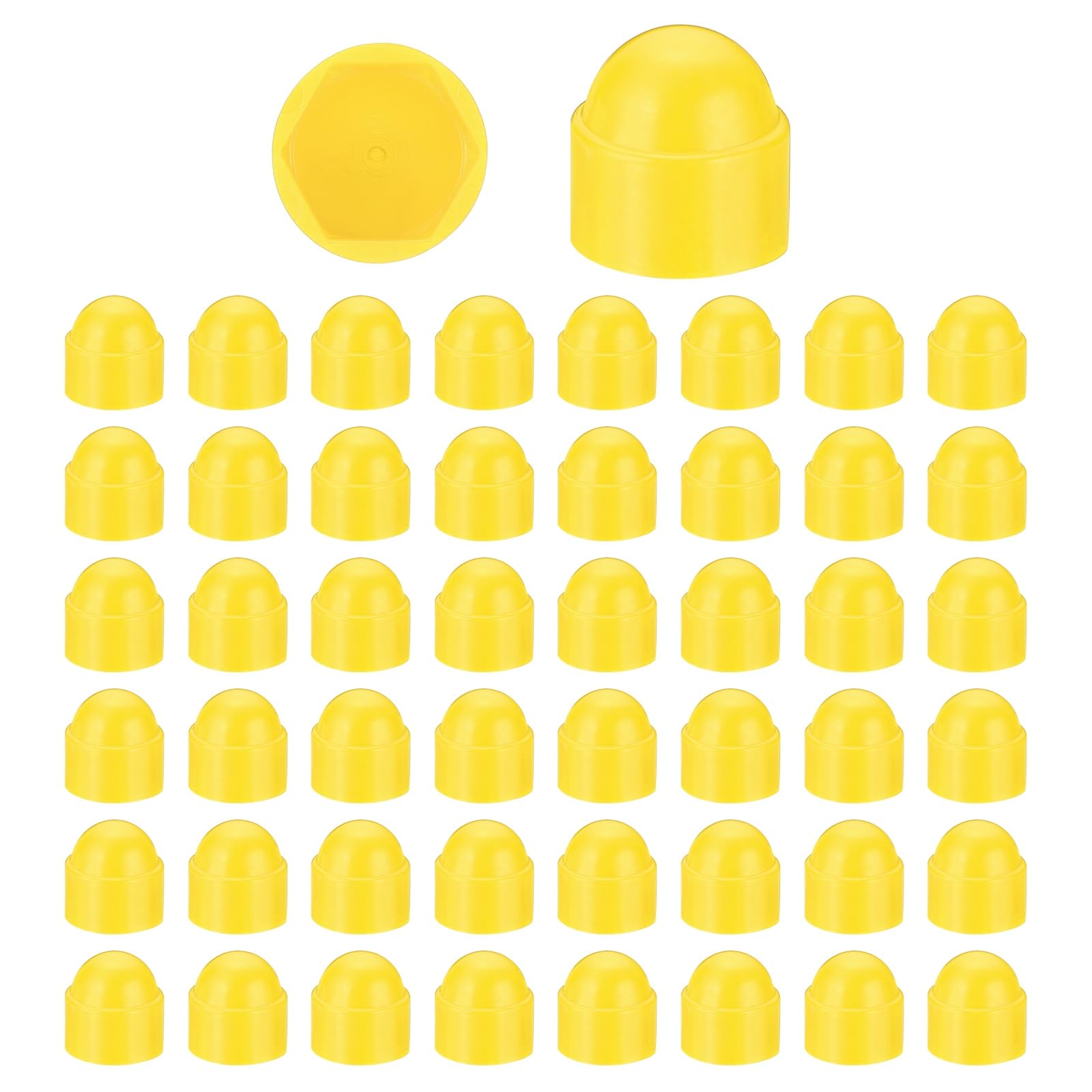 PATIKIL 100 Pcs Hex Nut Cover, M10x17x21mm Nylon Screws Bolt Covers Caps Dome Acorn Hex Head Bolt Protection Cap for Screws Nut, Yellow