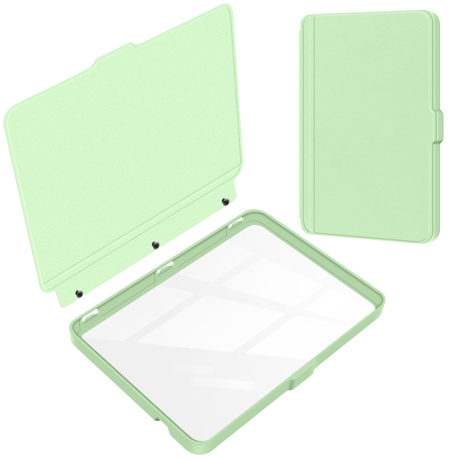 Split Folio Detachable Protective Case for 7" Kobo Libra Colour 2024 Released, Ultra Clear Transparent Back Cover Light Shell, Auto Sleep and Wake, Dark Green — view 10