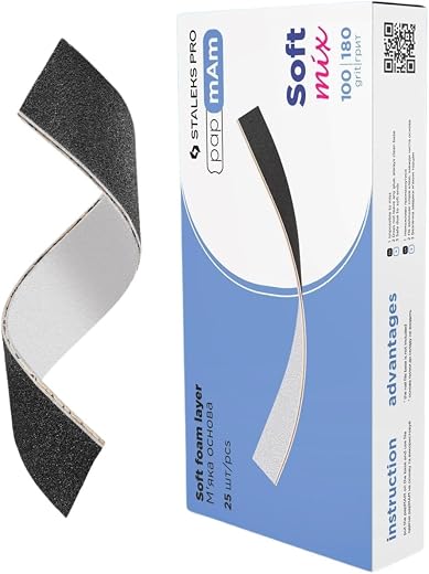 STALEKS PRO Expert 20 PapmAm Mix Disposable Nail Files with Soft Foam Layer (100/180 Grit, 25 Pcs) – Glueless Double-Sided...
