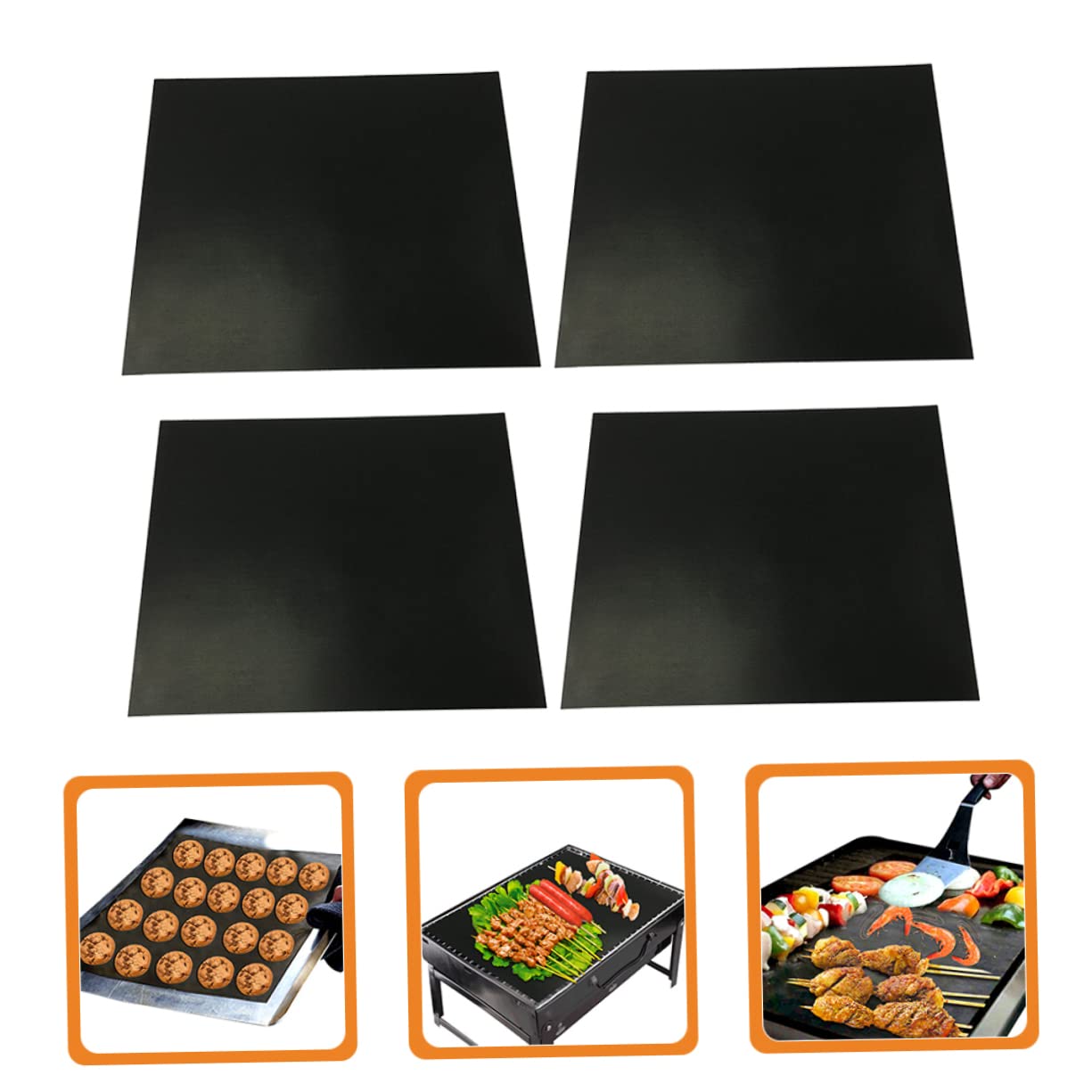 UPKOCH 2 Series Tapete para Hornear Interior Interrogatorio Intenso Departamento Alfombrilla para Hornear Estera De La Parrilla De PTFE Almohadilla para Hornear Teflón Negro 4 Piezas