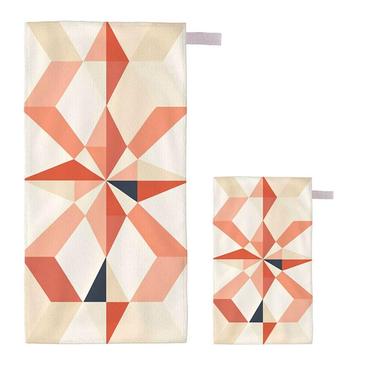 Toalla de Playa Grande 220x100cm/35x70cm, Juego de 2 Toalla Microfibra XXL de Antiarena, Toallas Playa Suave Ligera, Absorbente Secado Rápido, Beach Towel Viaje, Regalo Mujer Hombre (Geometría) C-24