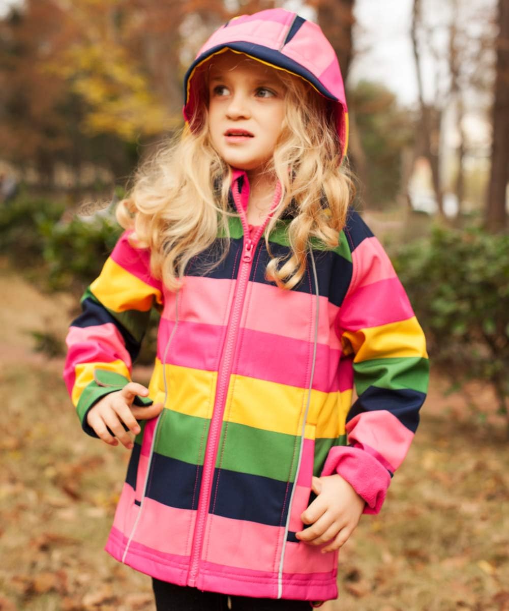 M2C Girls Hooded Fleece Lined Windproof Softshell Windbreaker Jacket