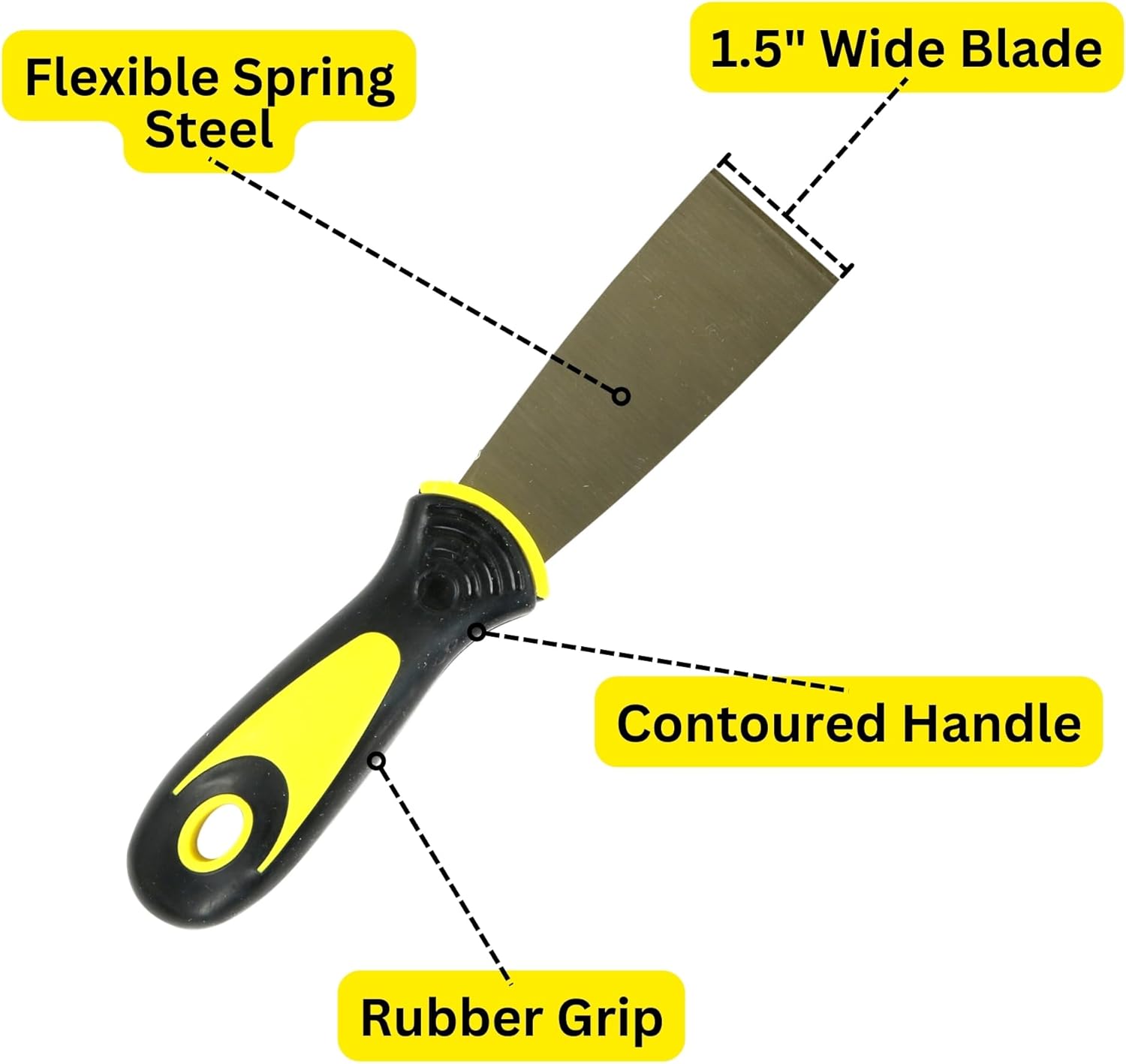 Harrier Hardware 4-Pack Soft Grip Handle Putty Scraper Knife, Flexible Blade, 1.5-inch Wide
