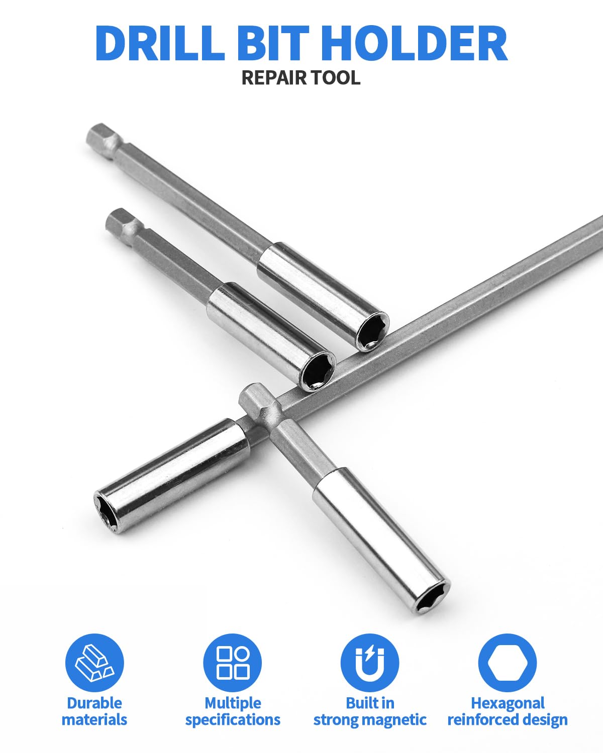 8 PCS Drill Bit Extension, 1/4" Hex Shank Magnetic Drill Extension Bit Holders, S2 Steel Impact Drill Bit Extender (2 Inch,3 Inch, 4 Inch, 6 Inch) for DIY, Automotive; Repair Work thumbnail