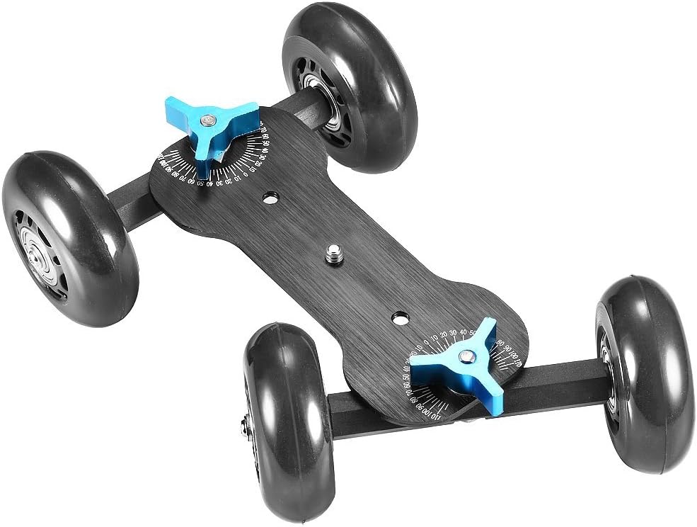 NEEWER® Tabletop Mobile Rolling Slider Dolly Car Skater Video Track Rail for Speedlite DSLR Camera Camcorder Rig (Black)
