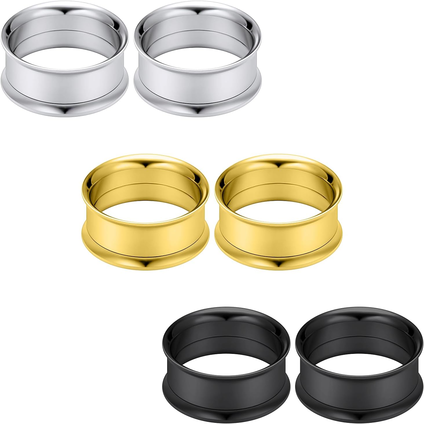 12G-30mm Ear Gauges for Men Women Ears Double Zero Plugs Tunnels Earrings Surgical Steel Stretching Kit