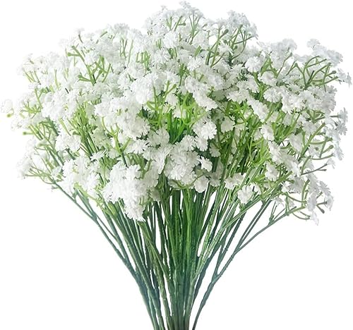 Amajoy Lot de 12 bouquets de fleurs gypsophiles artificielles au toucher réaliste pour fête de mariage, arrangement floral, décoration d'intérieur