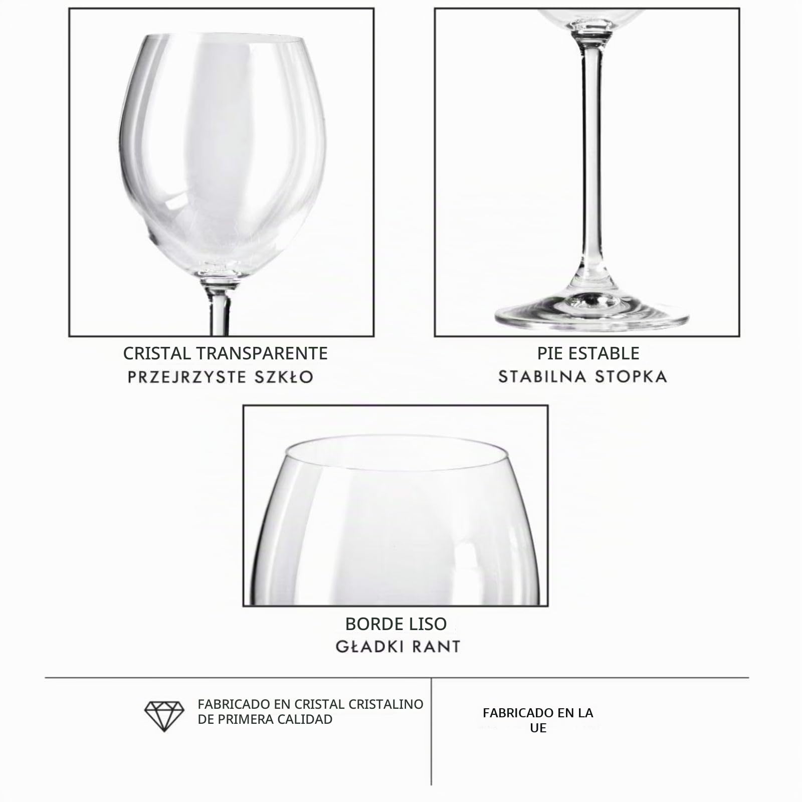 Krosno Copas de Vino Blanco Juego de 6, 280 ml, Colección Venezia