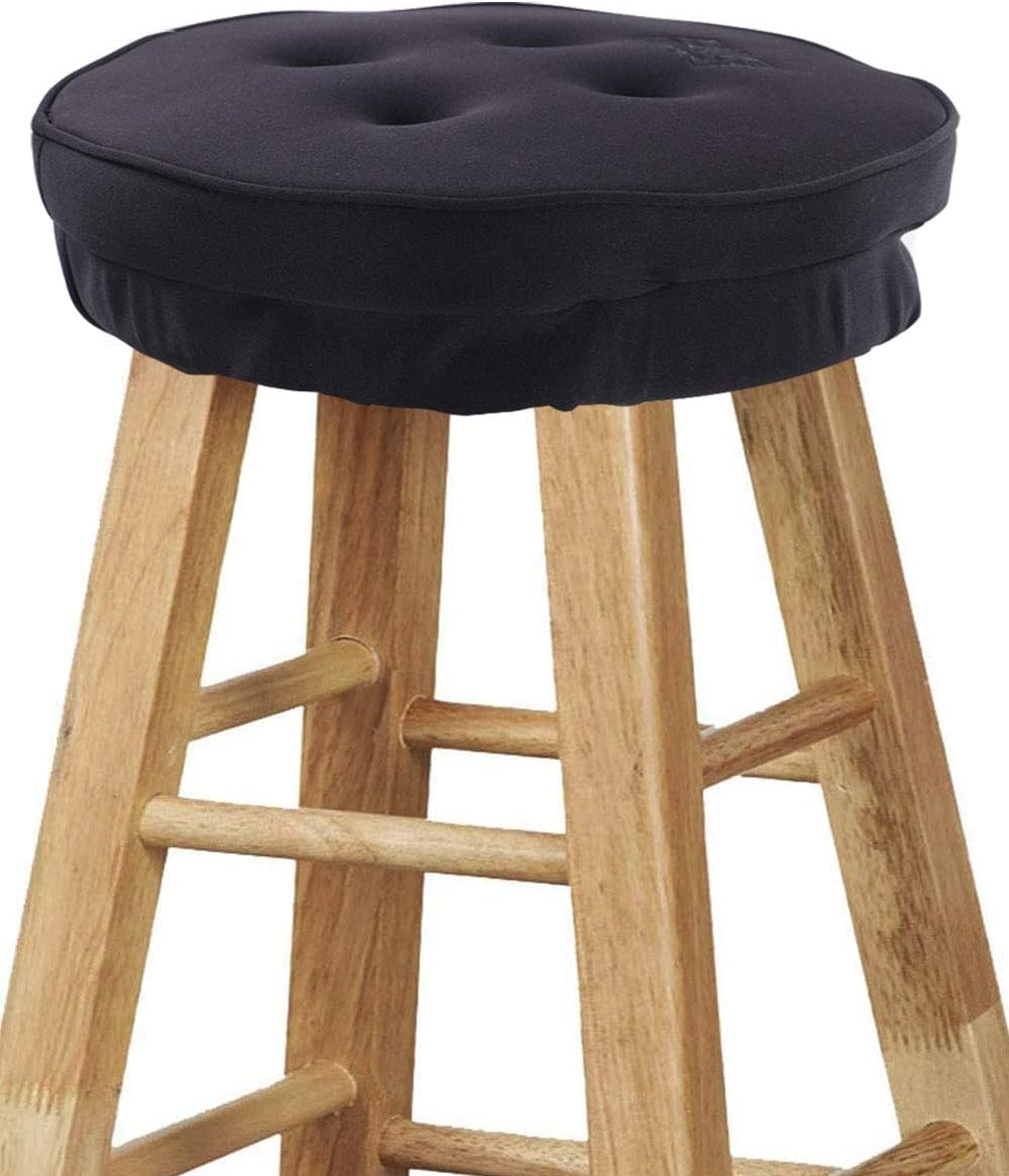 Big Hippo Bar Stool Cushion,Thicken Memory Foam Round Bar Stool Cover Non-Slip Backing Chair Cushion Pad with Elastic Band 12inch Black