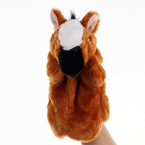 Miniatura 4 de Juguetes de peluche de caballo de mano para niños, animales de peluche suaves, títeres imaginativos de juego de simulación, narración de historias