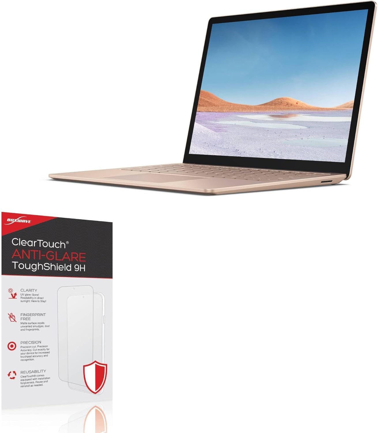 BoxWave Screen Protector Compatible With Microsoft Surface Laptop 3 (13.5 in) - ClearTouch Anti-Glare ToughShield 9H (2-Pack), Anti-Glare 9H Tough Flexible Film Screen Protector
