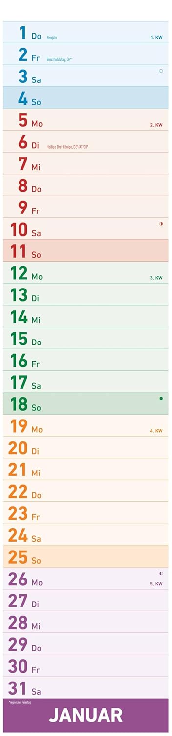 Megaplaner 2026 - Stripe Calendar 15 x 64 cm - with Holiday Dates - Plenty of Space for Notes - Wall Planner - Kitchen Calendar - Alpha Edition      Calendar – Wall Calendar, May 1, 2025