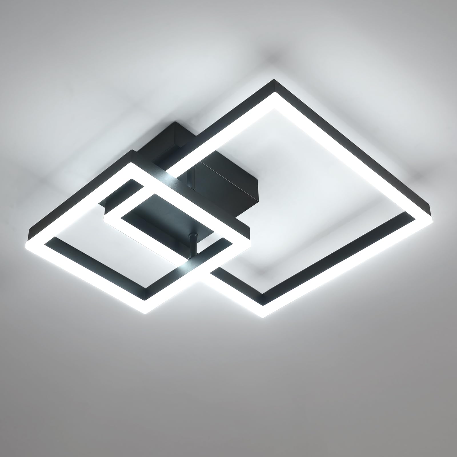Comely LED Living Room Ceiling Light, 36W 4050LM Modern Ceiling Light Aluminium Square, 6500K White Light for Bedroom, Kitchen, Dining Room, Black, 52 cm