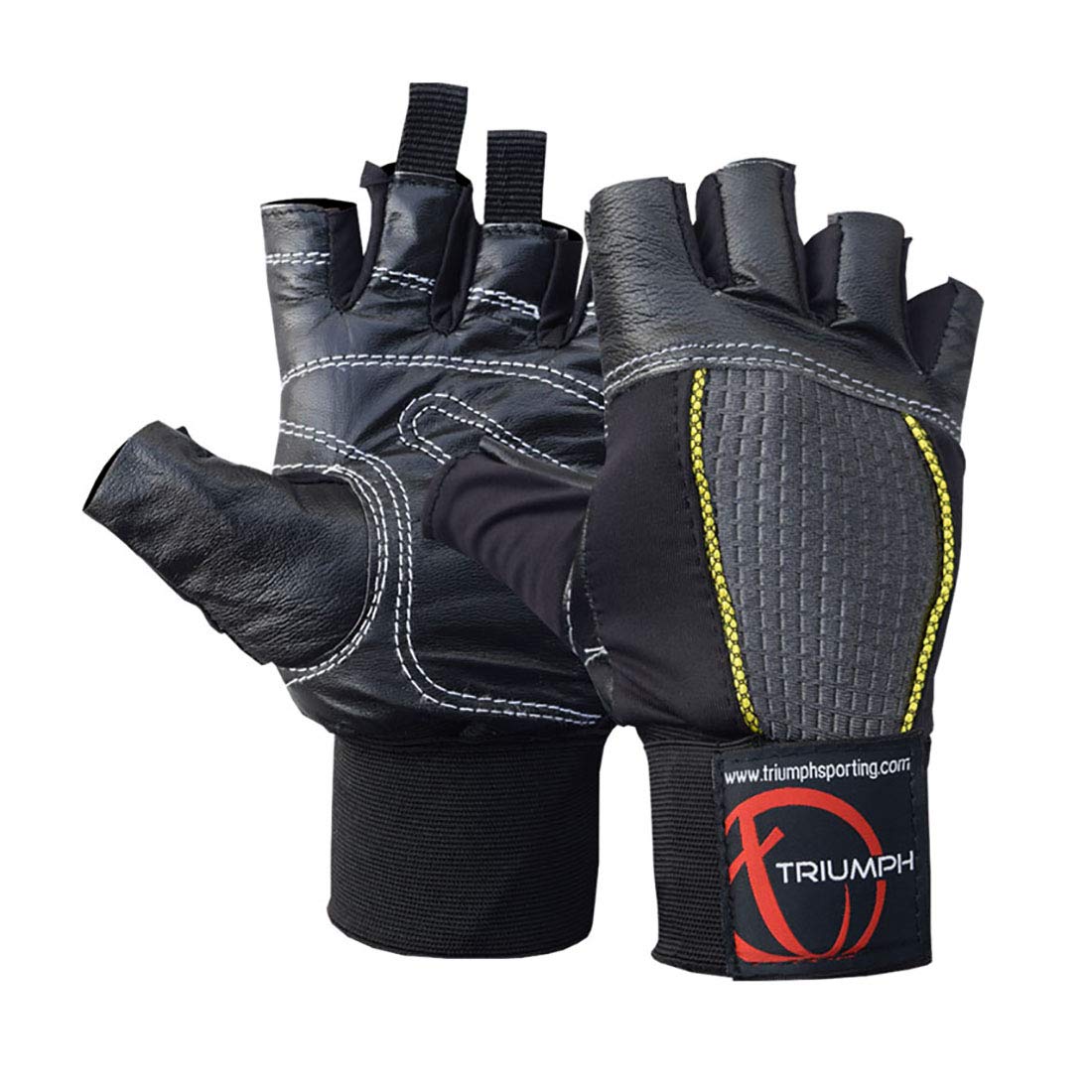 Triumph Dynamo Leather Fitness Gloves Black with Wrist Support Large Size-image-17
