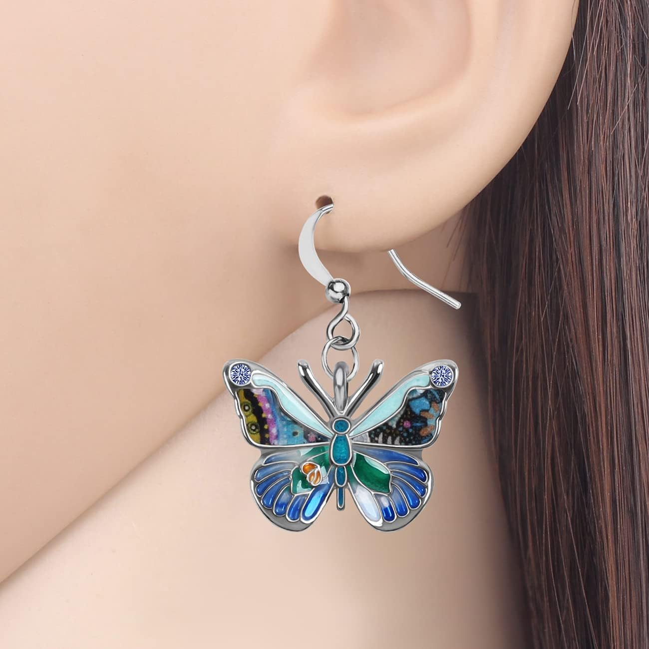 BONSNY Enamel Sweet Butterfly Gifts for Women Earrings Dangle Jewelry Novelty Funny Charms Accessories - Image 2