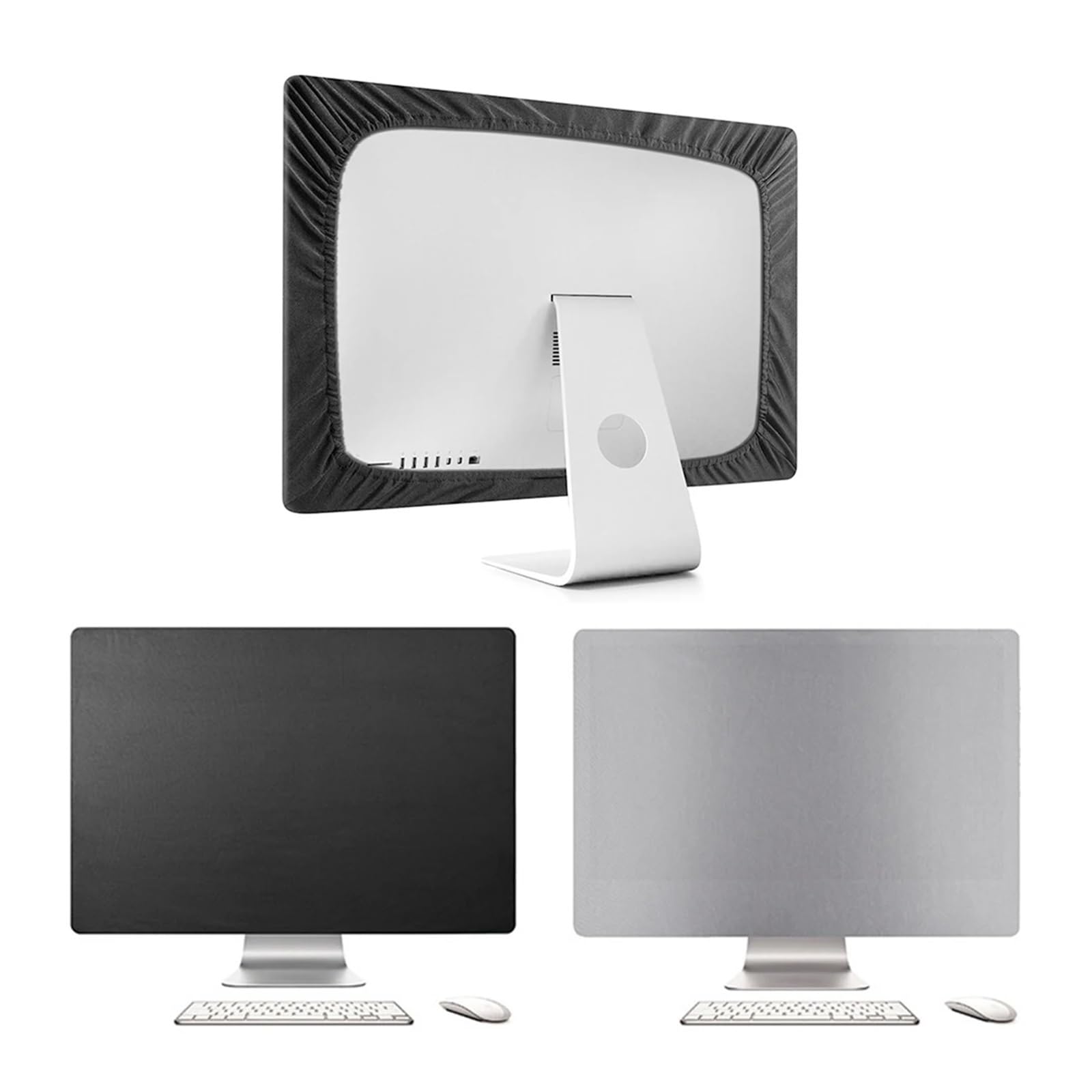 Qvorlth Black Monitor Cover For 27Inch Computer Dust Dust-Proof Flexible Polyester For Pro Air Monitor Protective(Black)