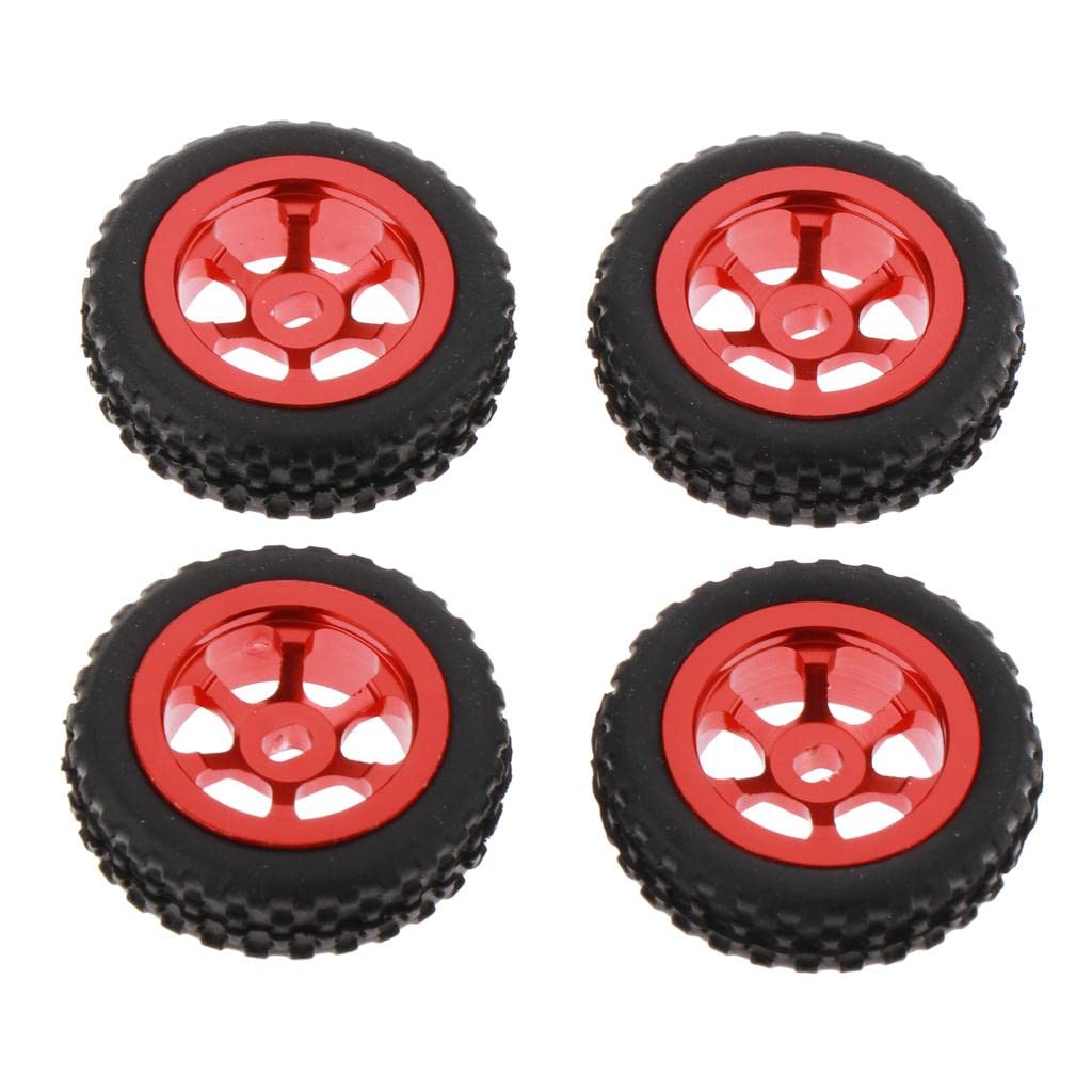 LOOM TREE® 4 Pieces 1/28 Rc Car Wheel Tires for Wltoys P929 P939 K979 K989 K999 Red | 4 Pieces Rc Wheel Tires