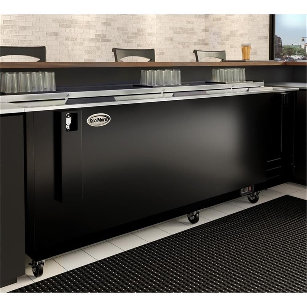 Pemberly Row 95" Commercial Bottle Cooler, 29.7 Cu. Ft. Capacity, Black Finish, Built-In Opener, 3 Doors, 5 Shelves, Digital Temperature Control, Freestanding Refrigeration For Bars And Restaurants on Fridge.com - View 4
