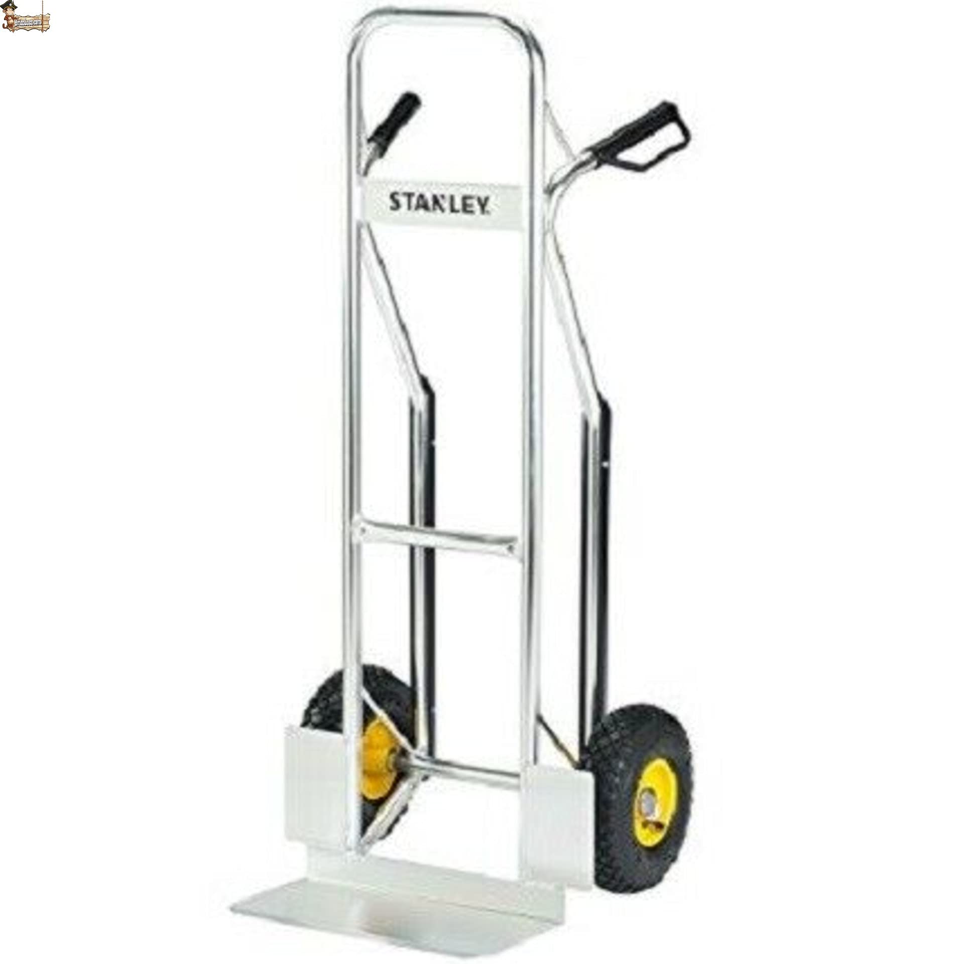 BricoLoco Carretilla de Mano de Carga. hasta 200 kgs. Almacén, mudanza. Fabricada en Aluminio. Ligera y Robusta. con guías y asa supletoria. Mango con protección Nudillos.