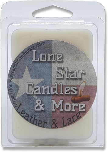 Miniatura 4 de Leather & Lace, Lone Star Candles & More's Premium - Cera vertida a mano, auténtico aroma de cuero genuino mezclado con vainilla cremosa, 6 cubos