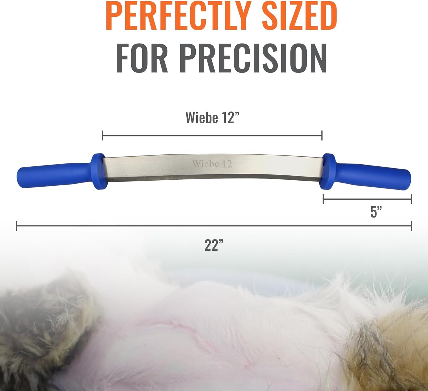 Wiebe 12" Dual Handle Fleshing and Skinning Knife – Professional Fur Handling Tool for Raccoon, Fox, Coyote Pelts – Stainless Steel