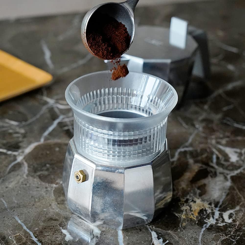 watchget Moka Pot - Embudo dosificador para cafetera expreso de 54 mm, herramienta de distribución italiana para cafetera Moka Express 3 tazas, transparente