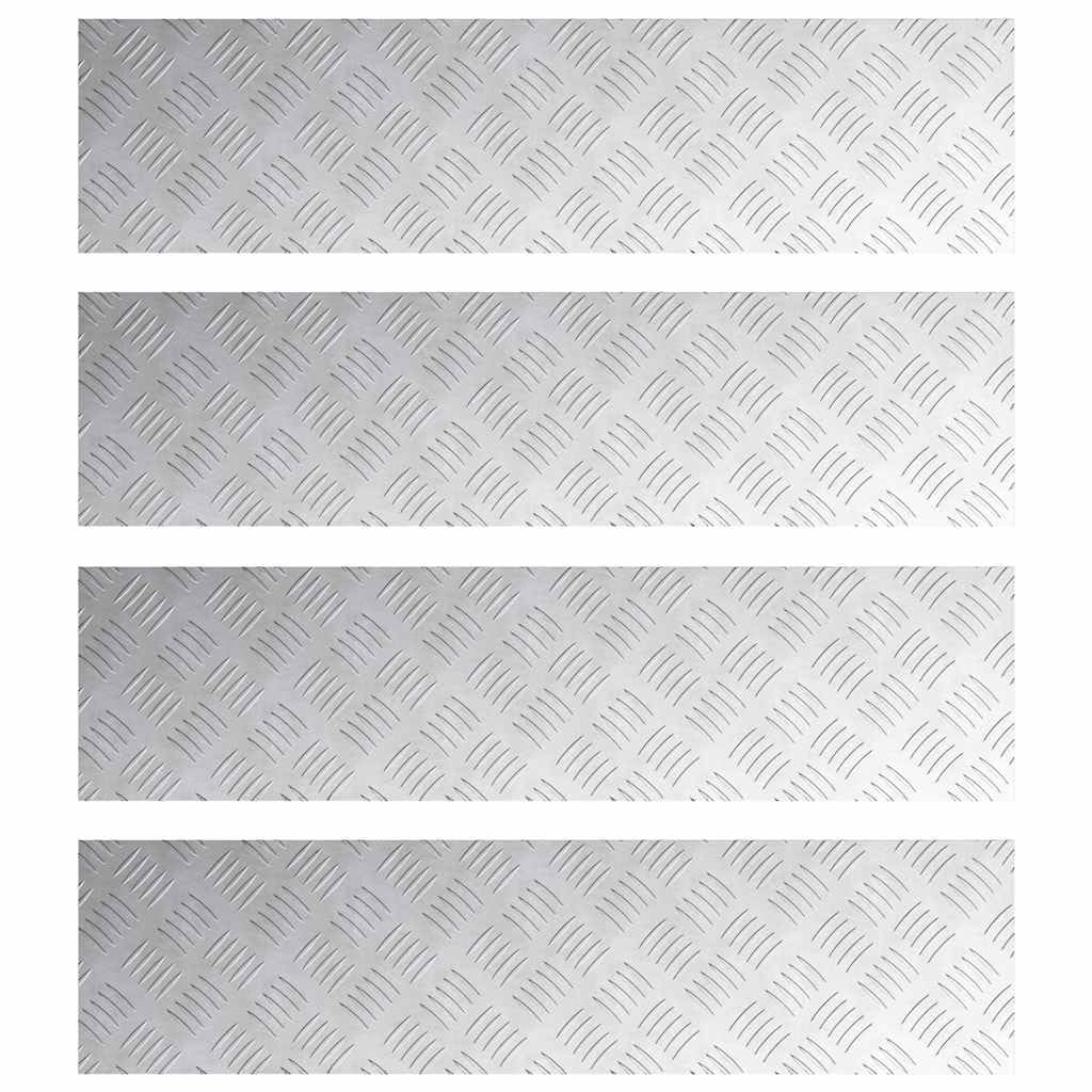 Chapa estriada de aluminio, 4 unidades, 100 x 25 cm, color plateado