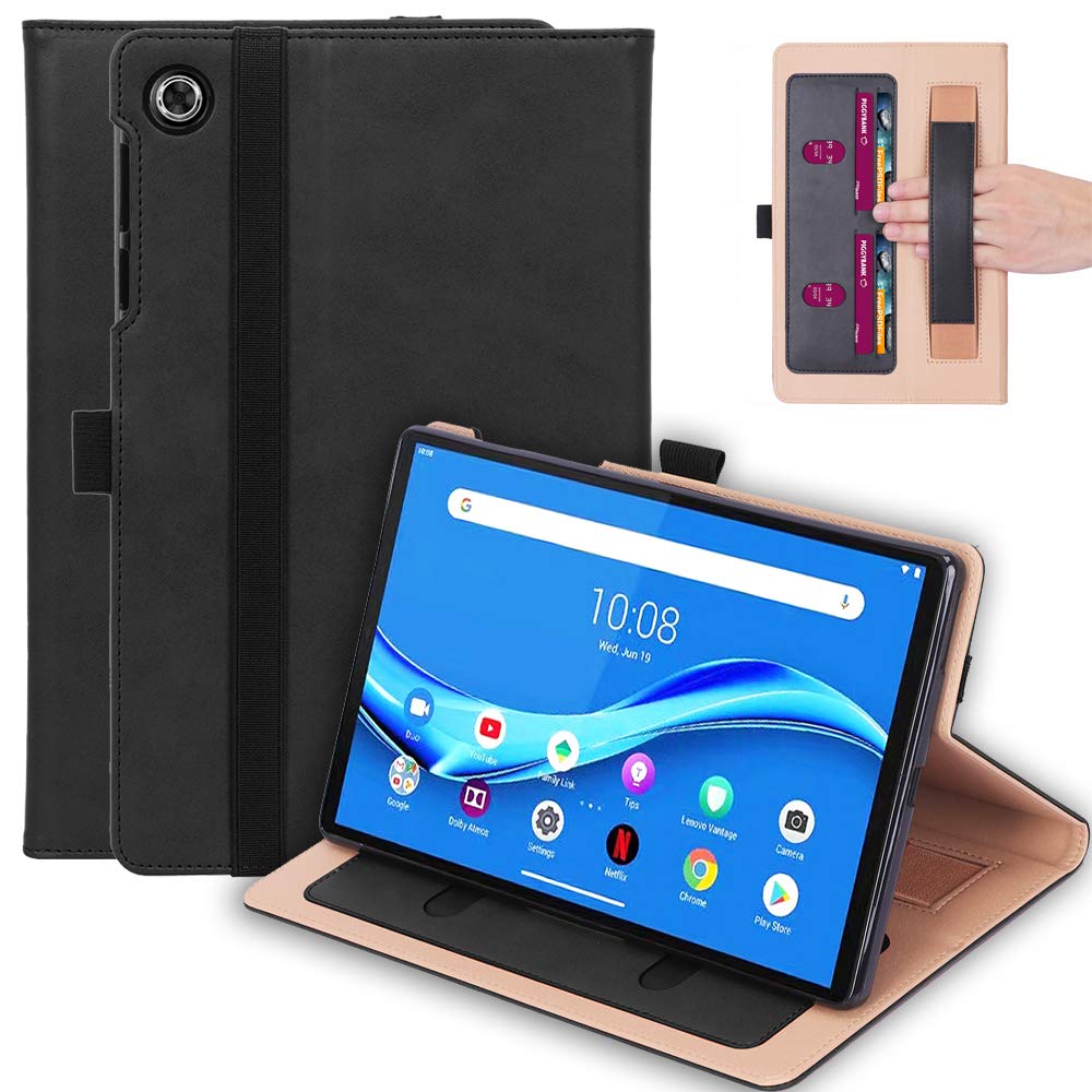 GWYLH Vegan Leather Case for Lenovo Smart Tab M10 Plus TB-X606F TB-X606X Multifunctional Soft TPU Back Cover Stand Multiple View Angles for Lenovo Smart Tab M10 Plus 10.3 inch Black