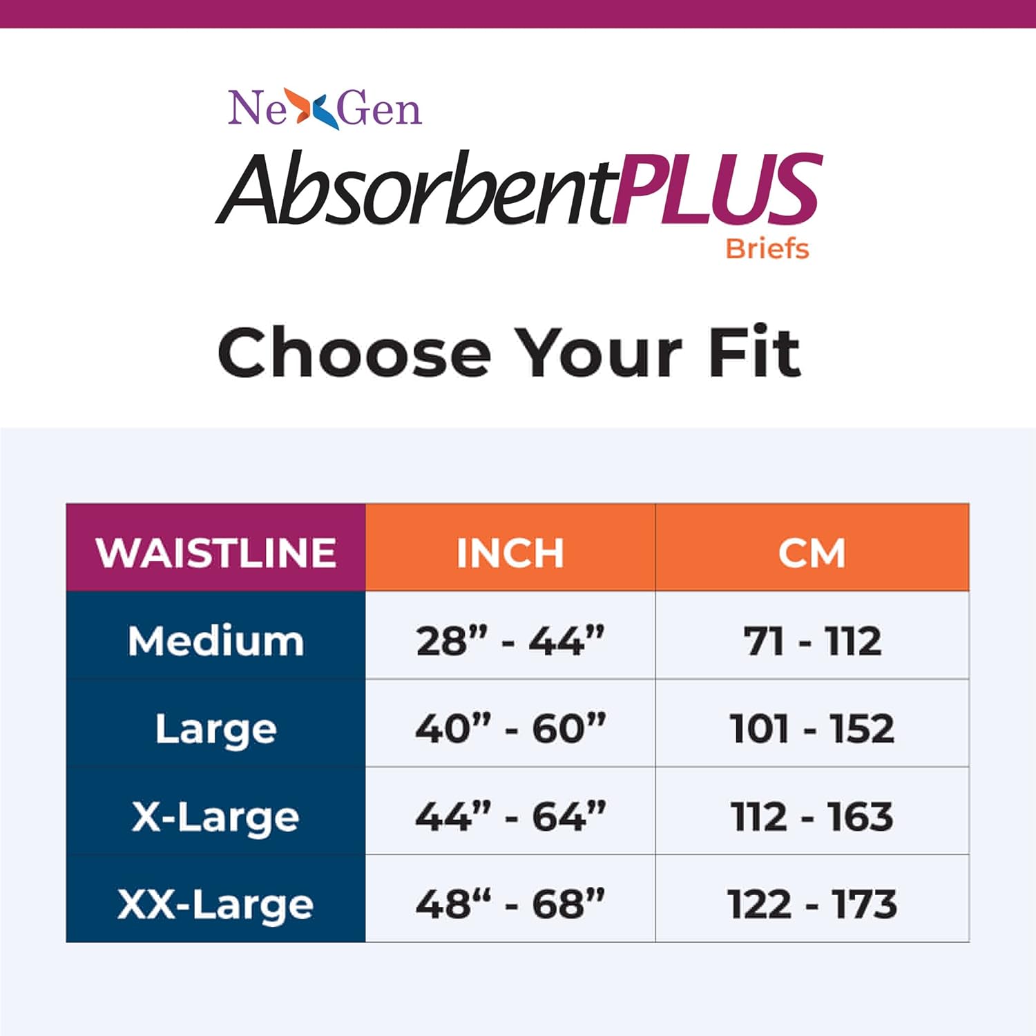 NexGen Absorbent Plus Overnight Brief Bag, 12 Counts, Maximum Absorbency, Adult Diaper for Men and Women (Medium (12 Counts)) : Health & Household