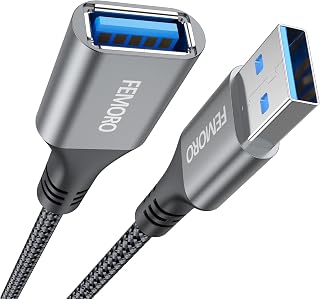 USB Extension Cable 3ft, USB 3.0 Extension Cord Braided, USB 3 Male to Female Extender Long Type A Port High Speed Data Transfer and Charge for Mouse USB Keyboard Flash Drive Camera Printer