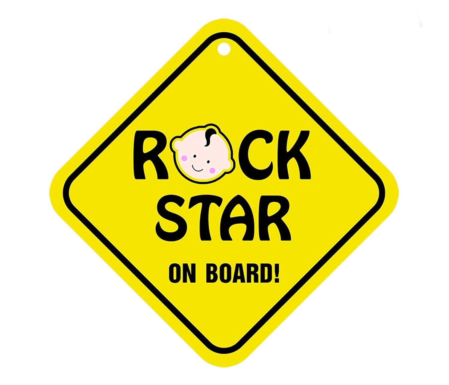 Fratelli Baby On Board -Weatherproof Car Safety Sign indicating a Baby/Infant/Caring Mother on Board-Adorable Design for Maximum Attention-Enhance Road Visibility & Safety-17X17 Cm Size (Rockstar)-image-0